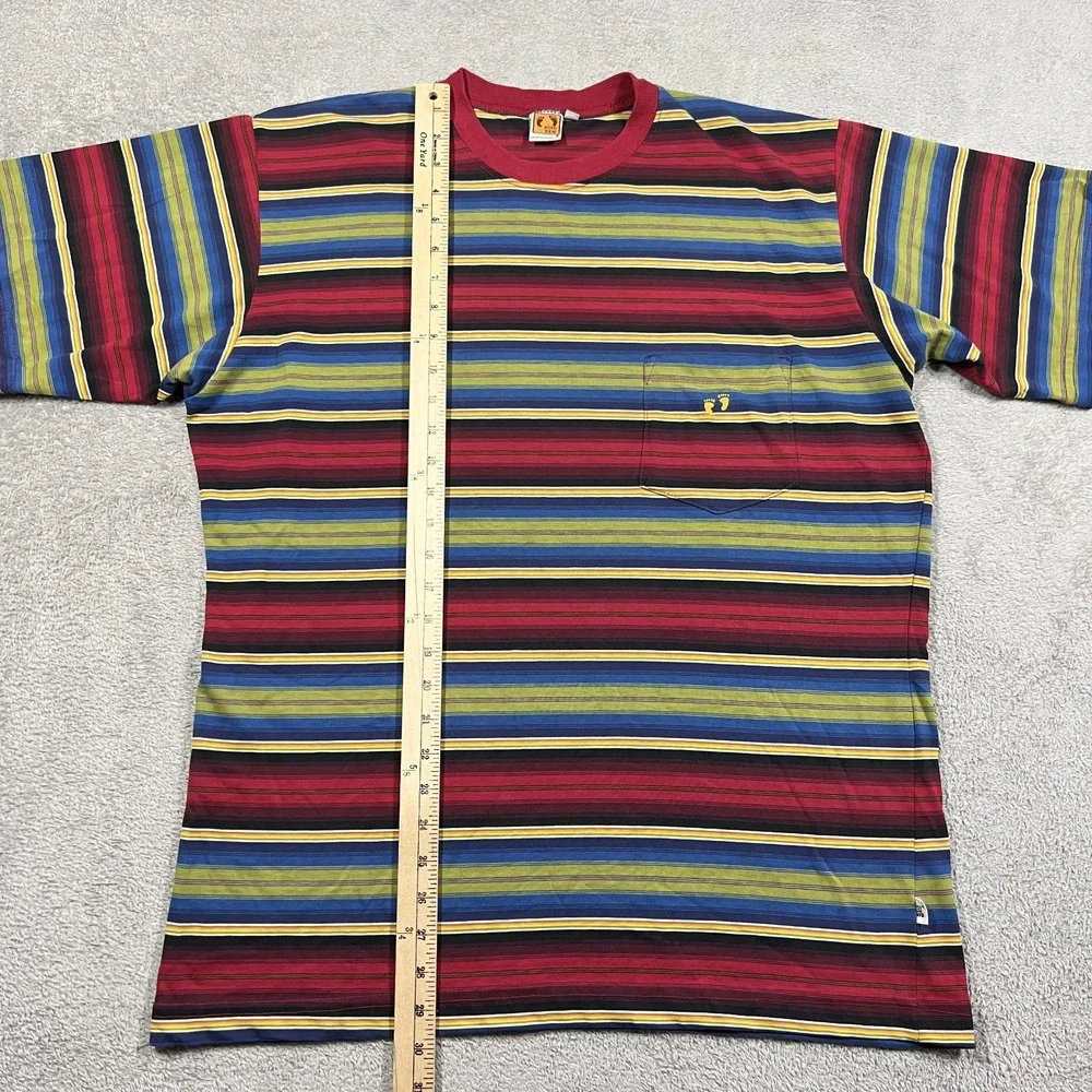 Vintage Hang Ten Tee Shirt Mens XL Multicolored Striped Pocket Made in USA